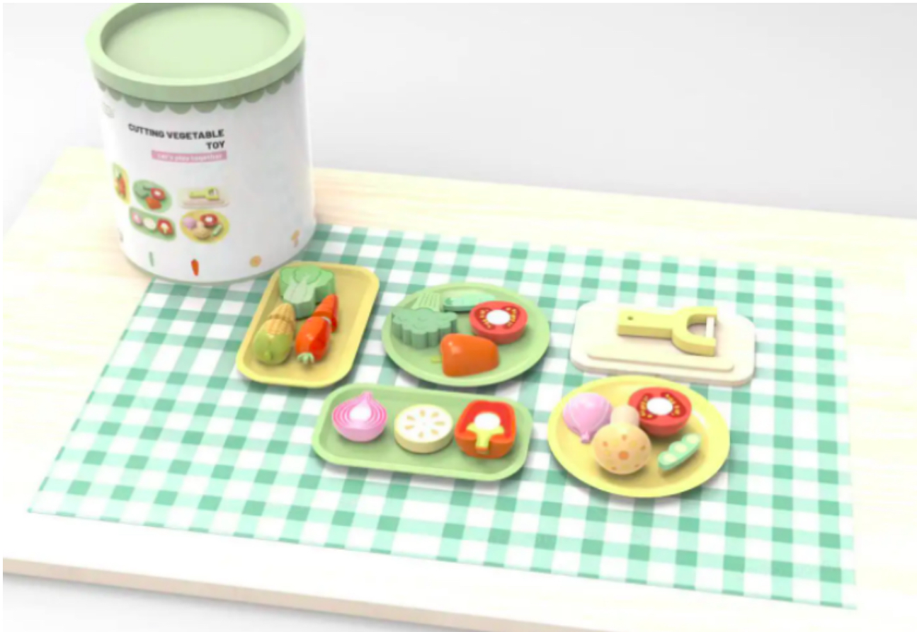 Balde de picnic y vegetales para Cortar