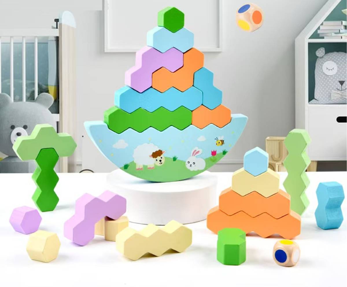 Juego de Equilibrio y Apilado Hexagonal